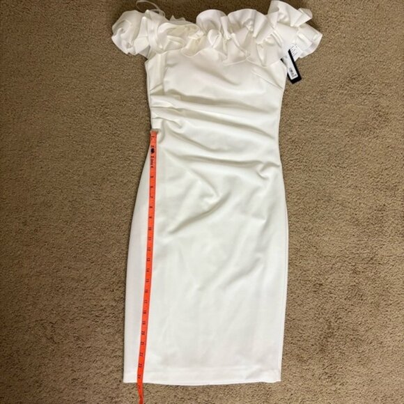 Xscape Off the Shoulder White Scuba Crepe Sheath Dress - Size 4 - NWT - Picture 11 of 11